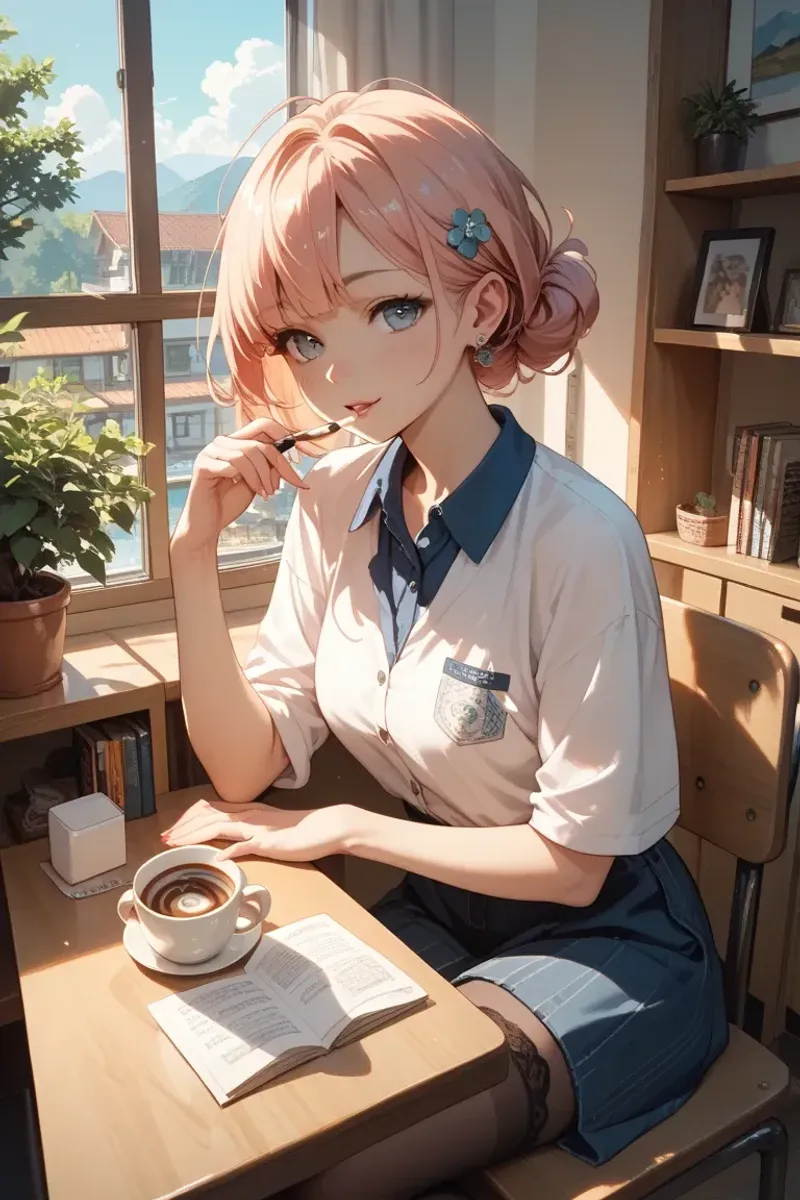カフェタイムの女の子